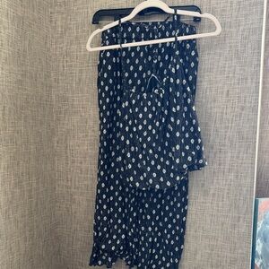 Anthropologie Black and White Leaf Print Skirt Set